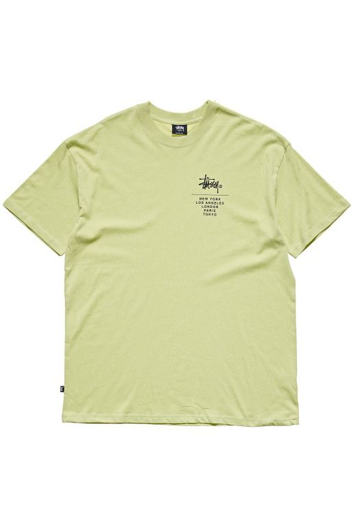 Stussy Mens Left Chest City Stack SS T Shirt Green - QNDLM0159